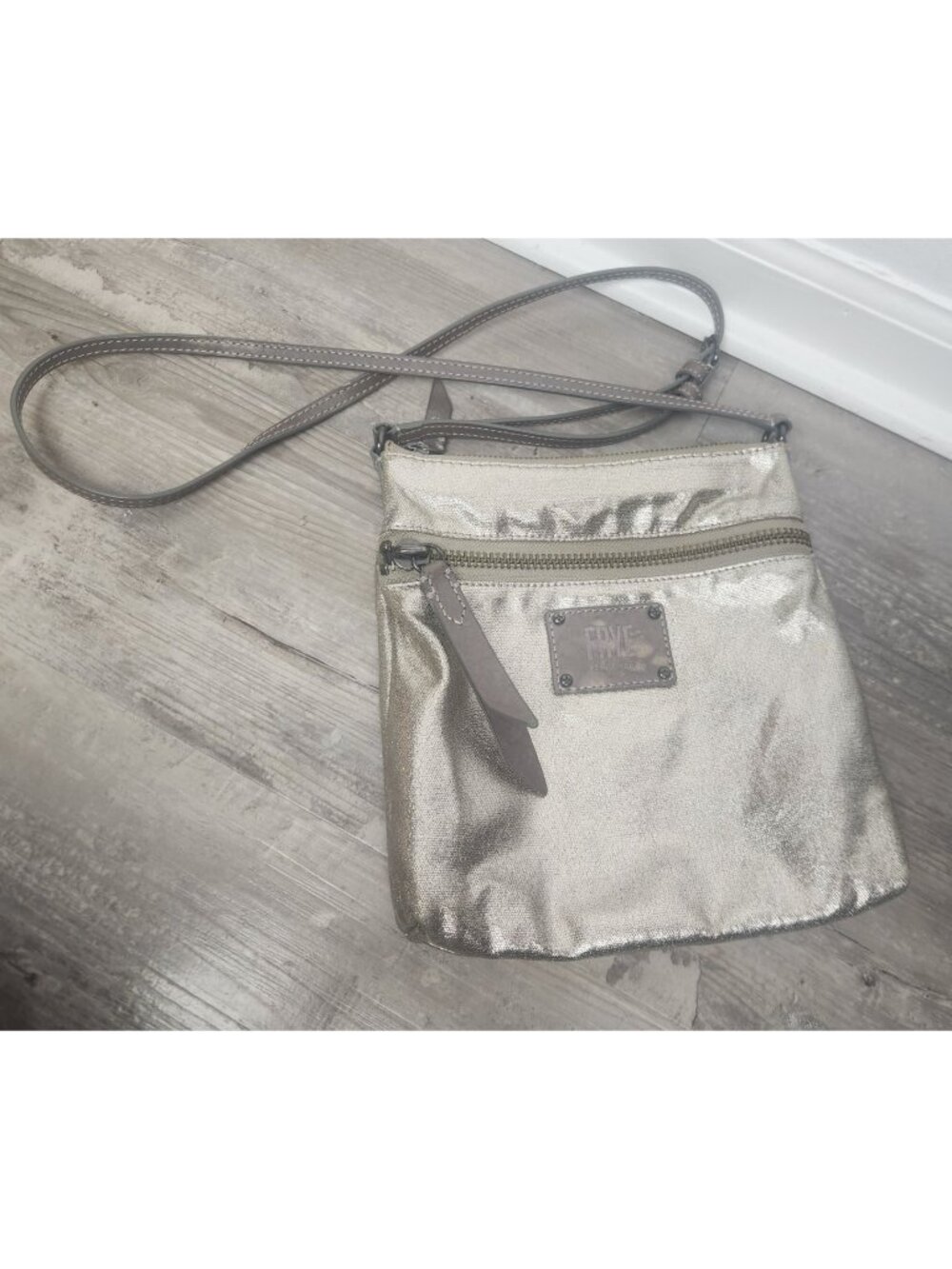 Frye Ivy Gold Leather Adjustable Strap Crossbody Bag